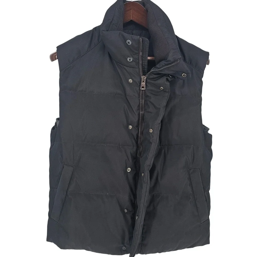 Vintage Postcard Real Down Puffer Ski Vest Mens 40 Brown Black Vero Piumino 1982